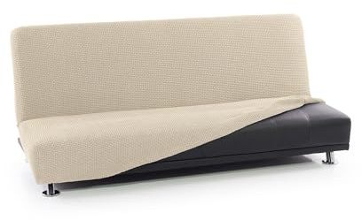 FAVERTI 3-sits click clack bäddsoffa överdrag från 160 till 200 cm | NOVELE modell | Beige | Superstretchigt överdrag perfekt för alla bäddsoffor | Kvalitetsskydd Jacquardtyg med bomullskänsla