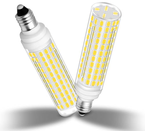 TZHILAN E11 LED Bulb Dimmable, JDE11 120V 100W Halogen Equivalent, 10W 1000 Lumen T3/T4 Mini Candelabra Base, E11 Bulbs for Ceiling Fan, Cabinet Lighting, Pack of 2 (Daylight White 6000K)