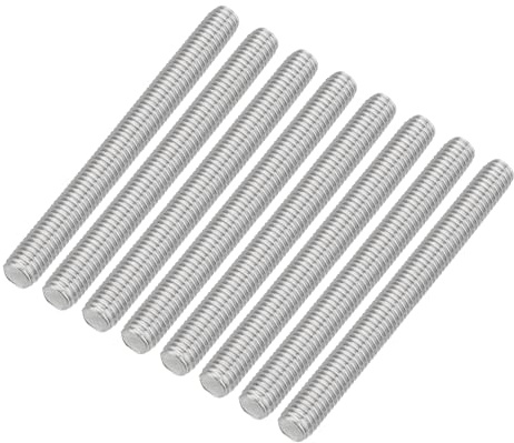 QUARKZMAN 8 Stück Gewindestangen, M8 x 80mm, 304 Edelstahl, Gewindestab mit metrischem Vollgewinde, M8-1.25 Gewindestift für Möbel- und Maschinenmontage