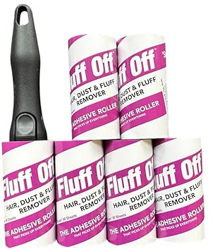 Fluff Off Lint Rollers 6 x 90 Sheet Rolls with handle totalling 540 Sheets of Extra Sticky Lint Roller Refills for Clothes, Pet Hair and Furniture. You've tried the rest now try the best