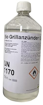 Bio Grillanzünder Gel aus Bioethanol - Brennpaste Tischgrill/schnelles Anzündgel für den Tischgrill - Grillanzünder Gel Sicherheitsbrennpaste Flasche - 12 x 1 Liter