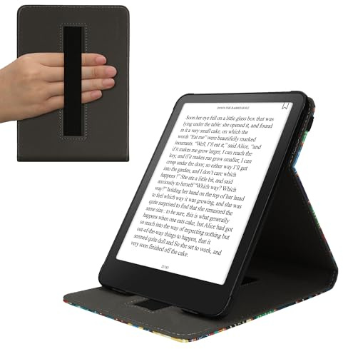 kwmobile Étui Compatible avec Amazon Kindle Paperwhite (2024)/Colorsoft Coque - Étui à Rabat magnétique Tablette eReader Similicuir avec Sangle - Multicolore