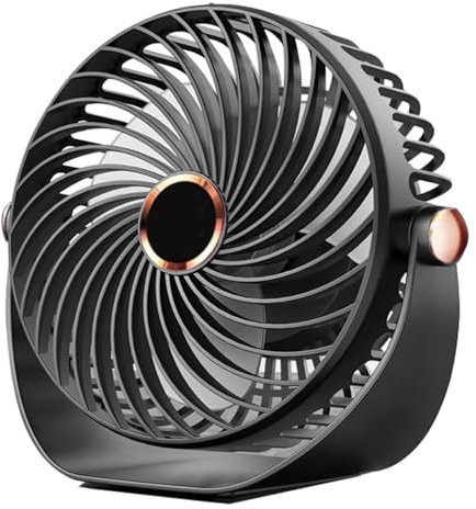 YAZEKY Ventilatore da Tavolo, Ventilatore USB Silenziosa Auto Oscillante, 4 Velocità Sistema Raffreddante da Tavolo, Batteria Ricaricabile a USB di 4000 mAh, per Casa, Ufficio, Argento (Nero)