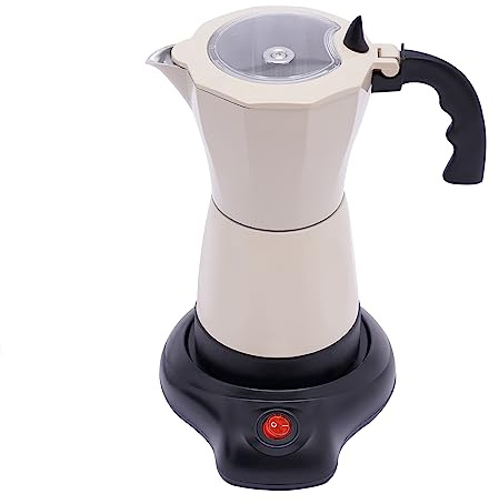 WINPANG Caffettiera elettrica da 480 W, 300 ml, con base doppia, a prova di perdite, colore beige, per casa, ufficio e caffetteria