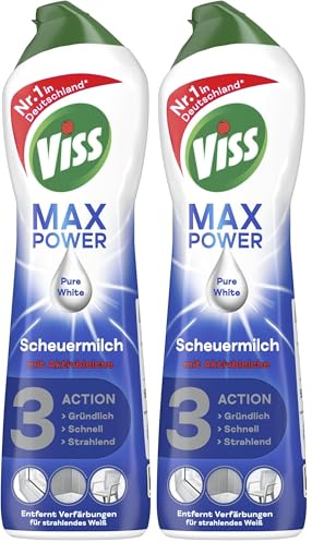 Viss Cleanboost Scheuermilch mit Aktivbleiche effektives Reinigungsmittel 100% kraftvoll gegen Fett und Schmutz mit 100% natürlichen Reinigungspartikeln 500 ml (Packung mit 2)