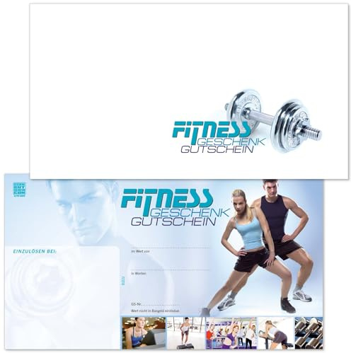 GESCHENKGUTSCHEINcom - 10 Blanko Geschenkgutscheine - Formular mit Vordruck für Fitness Fitnesscenter Fitnessstudio FI1210-10-V1