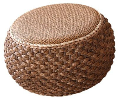 Baoblaze Rattan Pouf Ottoman Sofa Hocker komfortabler traditioneller Fußhocker Round Fußstütze für Restaurant Bauernhaus Büro Teezeremonie