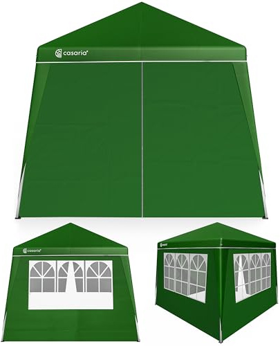 CASARIA® Gazebo pop-up, 3 x 3 m, con 4 parti laterali a scelta di colori, protezione UV 50+, con custodia, impermeabile, pieghevole, tenda per festival, capri, verde