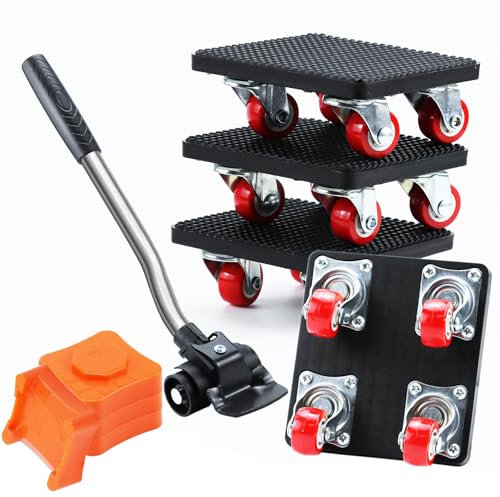 Qingning Kit Sollevatore per Mobili, Set per Spostare Mobili Pesanti con 4 Ruote Girevoli a 360°, Carico Massimo 500kg, Trasporto di Mobili, Ruote per Spostare Mobili/Oggetti Pesanti e Movimentazione