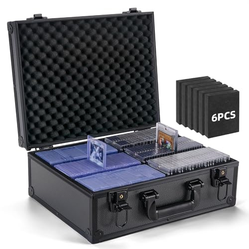 Trading Card Storage Box for 3 X 4 35pt Toploaders 600+, Sturdy Secure Large Capacity Hard Case with 6 Foam Stoppers, Fits Toploader Magnetic Holders MTG Baseball Sports Card Storage Box Case