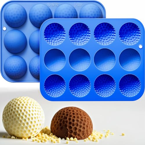 Golf Ball Cake Pop Mold Golf Ball Mold Golf Ball Chocolate Mold 12-Cavity Mold for golf Cake Decorations for Chocolate Ice Cube Candy Jelly Hot Chocolate Bomb Cupcake Topper Candle Soap Resin-2Pcs