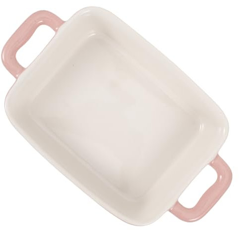 JECOMPRIS Pink Ceramic Pottery Baking Tray Microwave Oven Baking Pan Oven Dish for Roasting and