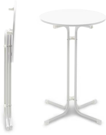 Thanaddo Stehtisch Klappbar, Outdoor Gastro Bistrotisch Gartentisch, Ø 70 cm Rund Stabiler Bartisch, Wetterfest 108 cm Hoch Indoor für Oktoberfest, Bar, Hochzeit, Garten, Restaurant, Party, Weiß