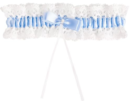 NICECRAFT Blue Garters for Brides Wedding Dresses Bridal Accessories with Bow Ribbon Elastic Lace Leg Party for Women Girls