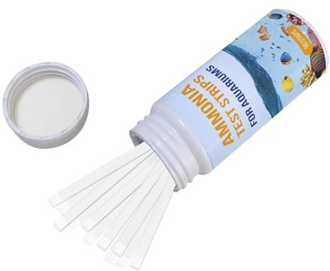 Tiras de prueba de amoníaco – Prueba de agua de acuario, kit de 50 unidades | Probador de nitrógeno de amoníaco fiable para peceras, acuarios de agua salada dulce, resultados rápidos y precisos para