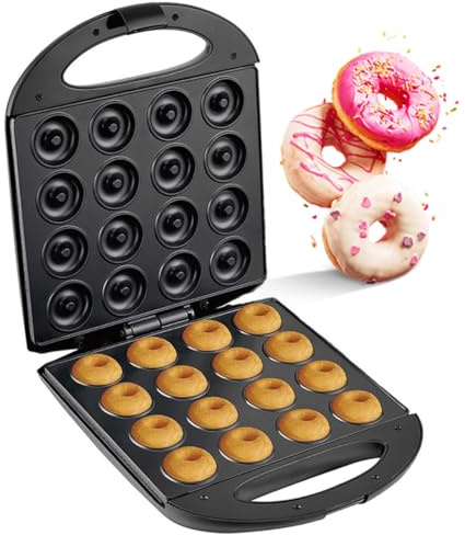 1400w Donut Machine - Doughnut Maker With Double Side Heating, Thermostic Control, Teflon Coating, 4.5cm Diameter - 16 Holes Mini Maker, For Snack Street, Home