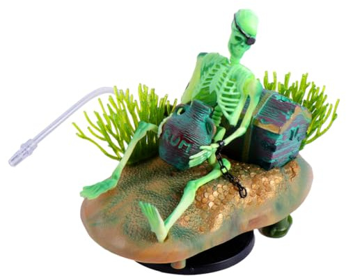 ibasenice Luftbetriebene Aquarium Deko Totenkopf Ornament Lebensecht Künstlich für Fischbecken Terrarium Deko Fischfreundlich Farbdetailreich