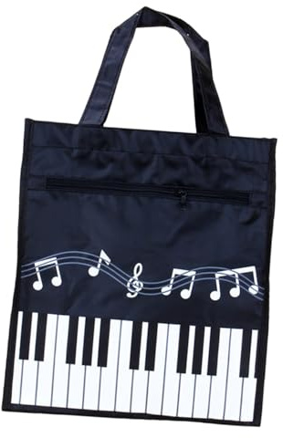 SHINEOFI Borsa a Mano Riciclabile Stampa Nota Musicale Zaino da Giorno Nero Grande 31X28X12 CM Cerniera Laterale Resistente e Materiale Lavabile per Scuola Picnic e Viaggi