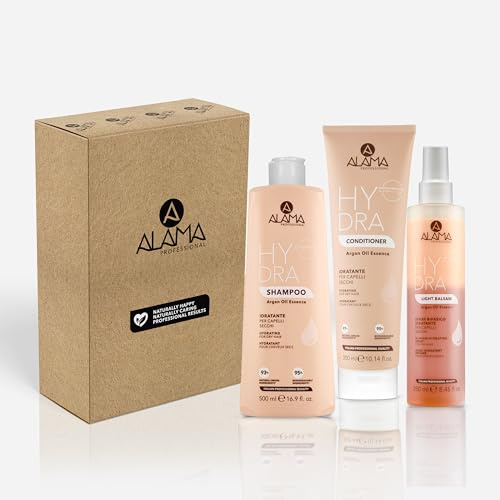 Alama Professional Kit Hydra: Hydrar schampo 500ml, Hydra balsam 300ml, Bifasisk spray Fuktgivande 250ml