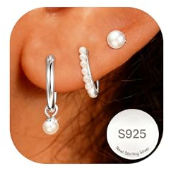AVOTTO 3 Paires Boucles D'oreilles femme Argent Hypoallergénique Boucle d oreille Femme or Argent Huggie Clou Creoles D'oreille Piercings