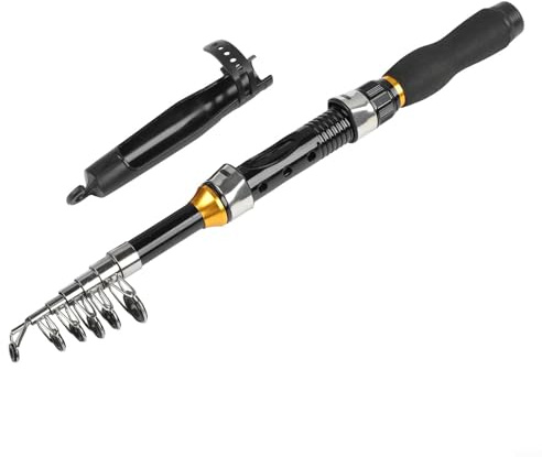 Gdfnmogo Telescopic Carbon Fishing Rod, 1M–1.5M Portable Lightweight Rod for Travel, Camping & Freshwater Angling, Compatible with Mini Reels(BLACK)