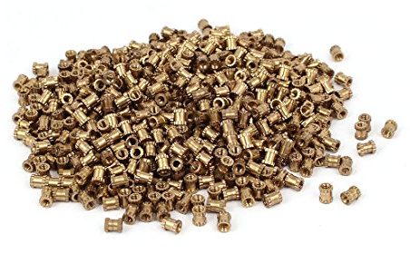 sourcing map 1000 Stück Gewindeeinsatz M2 x 4mm 3.2mm OD Einpressmuttern | Eingebettete Rändelmutter, Messing