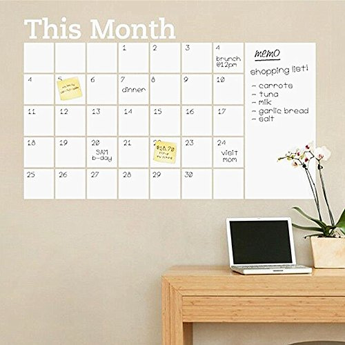 DIY Monatsplan Kalender Kreidetafel Abnehmbare Wandsticker Zeichnen Schwarze Tafel Lernen Wandaufkleber Monatsplaner Blanko Wiederverwendbare Bürobedarf (weiß)