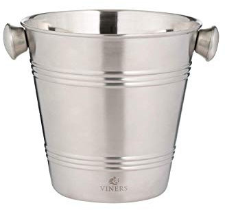 Viners Barware Silver Stainless Steel Single Wall Ice Bucket, 1 Litre
