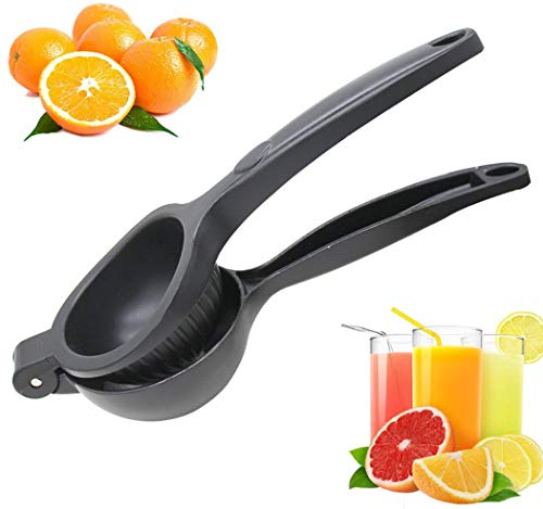 Hoshen Exprimidor manual de acero inoxidable, exprimidor multifuncional de limón naranja, exprimidor de ahorro de mano de obra de metal, negro