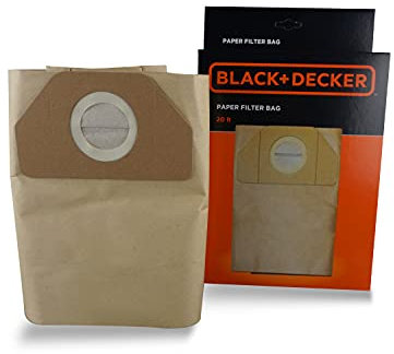 BLACK+DECKER Sacchetti Filtro in Carta 20L per Aspiratori Solidi e Liquidi