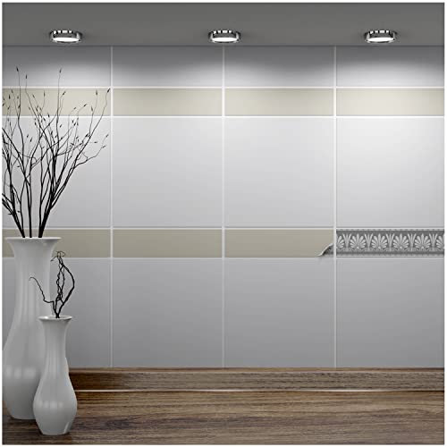 FoLIESEN Adhesivo para azulejos de 5 x 20 cm para baño, cocina, cuarto de baño, lámina autoadhesiva para azulejos – 40 azulejos adhesivos, color gris arena mate