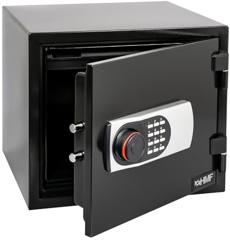 HMF 46161 Safe Tresor Feuerfest 60 Minuten mit Zahlenschloss | 41,2 x 35,5 x 36,3 cm