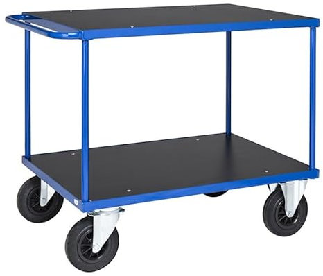 Tischwagen mit 2 Böden 1.100 x 700 x 870 mm, Traglast: 500 kg - blau