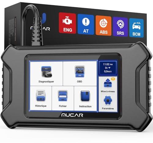 MUCAR Valise Diagnostic Auto, Mise à Niveau CS5 OBDII Diagnostic Voiture,ABS/SRS/TCM/Engine/BCM Scanner de Diagnostic pour Voiture, Écran Tactile HD 5 Android 7.0 Mise à Jour Gratuite à Vie