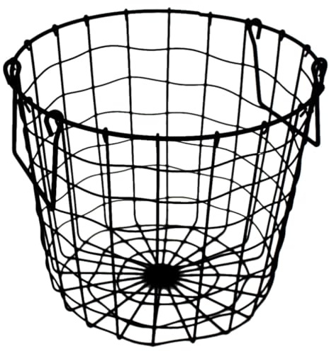 Alipis Metal Wire Laundry Basket, Geometric Style Blanket Basket with Handle, Sundries Storage Holder Hollow Out Round Organizer for Laundry, Home, Bedroom (Black)