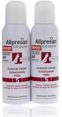 Allpresan Fuß spezial Nr. 5 Schaum-Creme gegen Schweißfüße - Fußcreme zur täglichen Pflege stark schwitzender Füße - 2x 125 ml