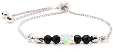 LIBERTY ANGELS - Edelstein/Naturstein Armband mit 925 Silber Perlen & echtem Opal - Perlenarmband