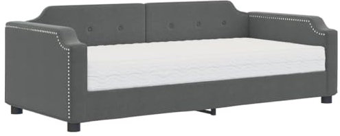 vidaXL Tagesbett, Gästebett mit Matratze, Sofabett Schlafsofa für Schlafzimmer Wohnzimmer, Bettsofa Sofa 2-in-1, Dunkelgrau 90x200cm Stoff