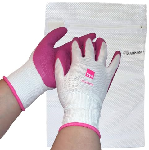 Olanmarp Medi Handschuh für Kompressionsstrümpfe, Größe L | Anziehhilfe für Kompressionsstrümpfe, einfaches Anlegen, Textilhandschuhe Paar mit Wäschenetz