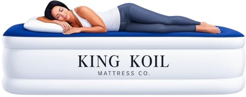 King Koil Air Mattress Queen with Built-in Pump, Inflatable Blow Up Bed