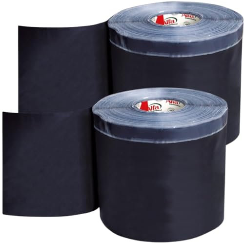 Alfa 2x EPDM-Folie 200 mm x 20 m schwarze Dichtfolie aus EPDM-Kautschuk mit einseitigem Butyl-Streifen zur äußeren Abdichtung von Fenster- und Türelementen