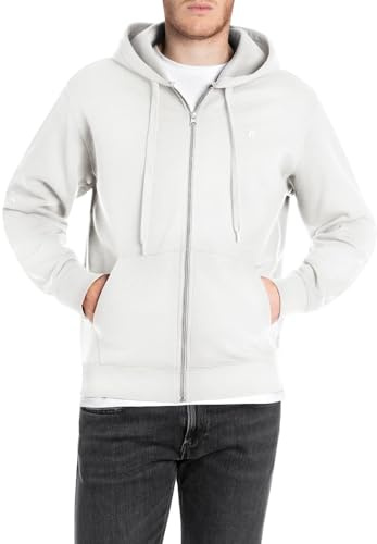 Replay Basic sweatjacka för män med huva, 011 Naturligt vitt, L