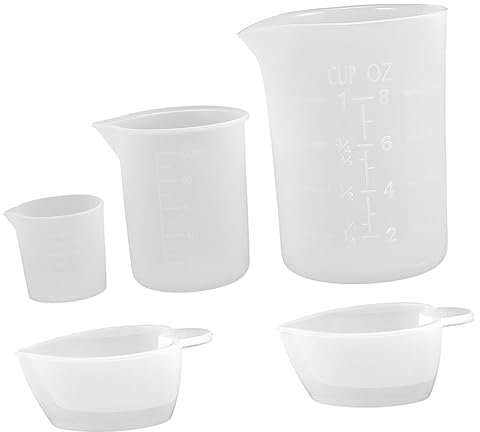 CORHAD 5pcs Silicone Measuring Cup Set Jewelry Supplies Mini Containers Silicone Containers Resin Tools Measure Jug Ml Measuring Cup Epoxy White Liquid Glue Precision re-usable