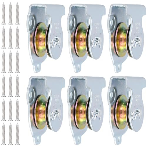 NAMYEUT Lot de 6 poulies de 37 mm pour cordes, câble en acier, poulie de renvoi avec vis, poulie de levage pour câbles en acier, charge maximale : 190 kg