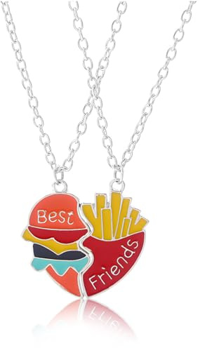2 Pcs Halskette Freundschaftskette niedlich Burger und Pommes Schmuck Anhänger Beste Freundin Mädchen Halskette Mädchen Geburtstag Geschenk Anhänger
