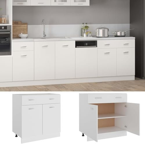 Xichuzi Armario Inferior de Cocina, Muebles De Cocina, Mueble Bajo Cocina, Cocinas Completas, Mueble Fregadero, Auxiliar Bajo Fregadero, Madera Blanco 80x46x81,5 cm