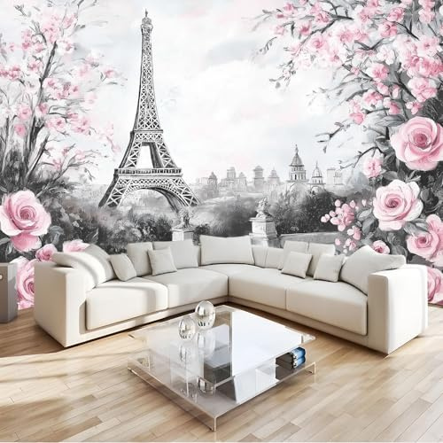 Générique Papier Peint Panoramique Paris romantique Papier Peint 250 x 175 cm Intissé Murale Chambre Salon-Design Moderne