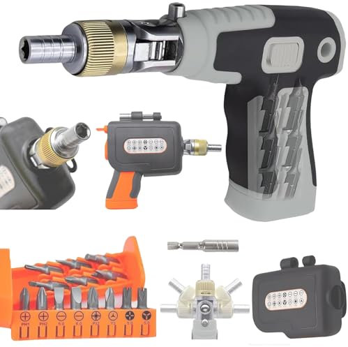 Yagerod 16-In-1 Multi Screwdriver Set, Multi Angles Screwdriver Gun with Magnetic Bit, Pop Out Magazine Manual Screwdriver Set Tool for Professionals, Home, Diy(Gray)