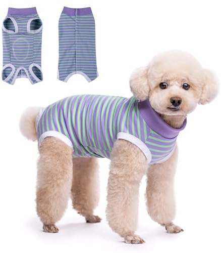 TQFlow Dog Surgery Recovery Suit, Surgical Bodysuits Abdominal Wounds Protector for Female Male, Dog Cone E-Collar Alternative, Surgical Onesie Suits Prevent Licking for Small, Medium Puppy (Green, M)