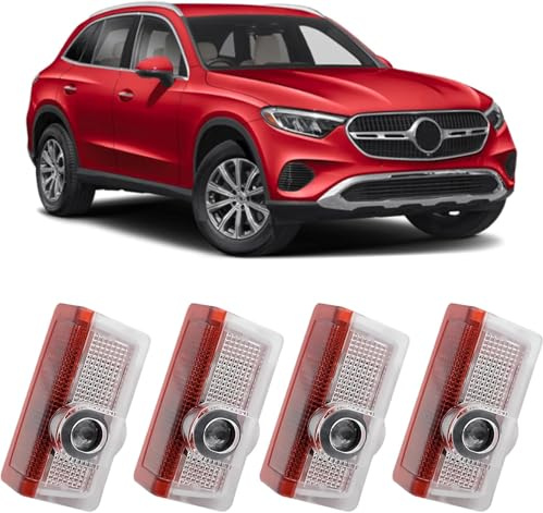 SUCANY Compatibile con Luci Proiettore Porta,Per A B C E M G W166 W176 W205 W212,illuminazione Sottoscocca Auto, Luce LED di benvenuto Proiettore Logo (4 Pezzi)